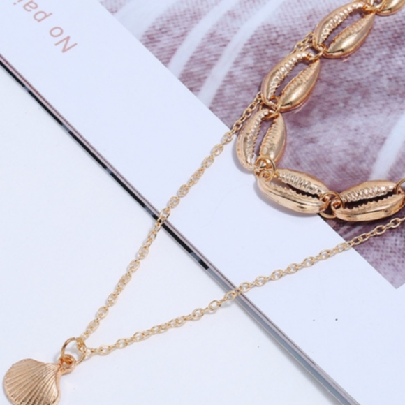 Layered Gold Dipped Shell Necklace - Picture 5 of 8
